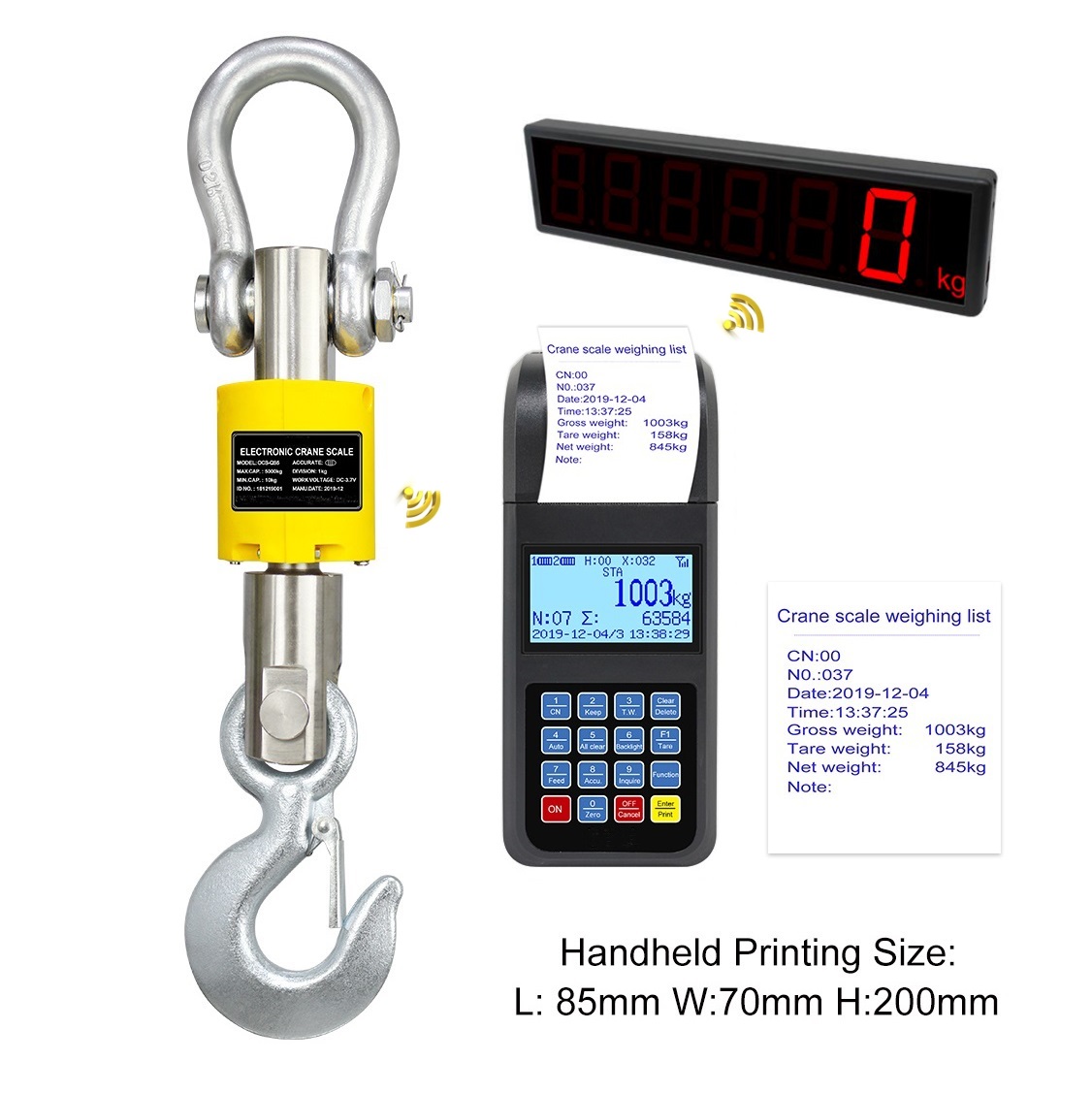 Electronic Digital Hanging Scale 2 Ton OCS Crane Scale for Heavy Duty Weighing