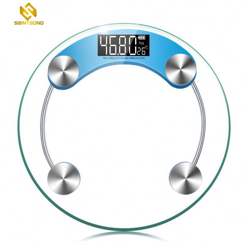 2003A 180kg / 396lb Personal Body Weighing Scale Lcd Digital Bathroom Round Glass Scale