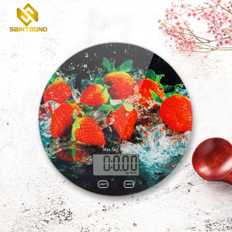 PKS006 Household Items Smart Round Tempered Glass Digital Kitchen Food Scale