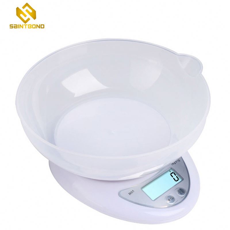 B05 White Bakery Display Tray Kitchen Scales Digital, Smart Food Round Digital Kitchen Weighing Scale