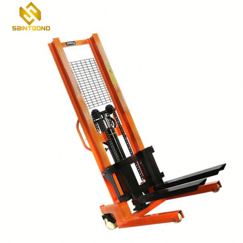 PSCTY02 2200lbs Cap 63" Lift Height Hydraulic Manual Straddle Stacker with Adjustable Forks Width From 7.9'' To 37.4''