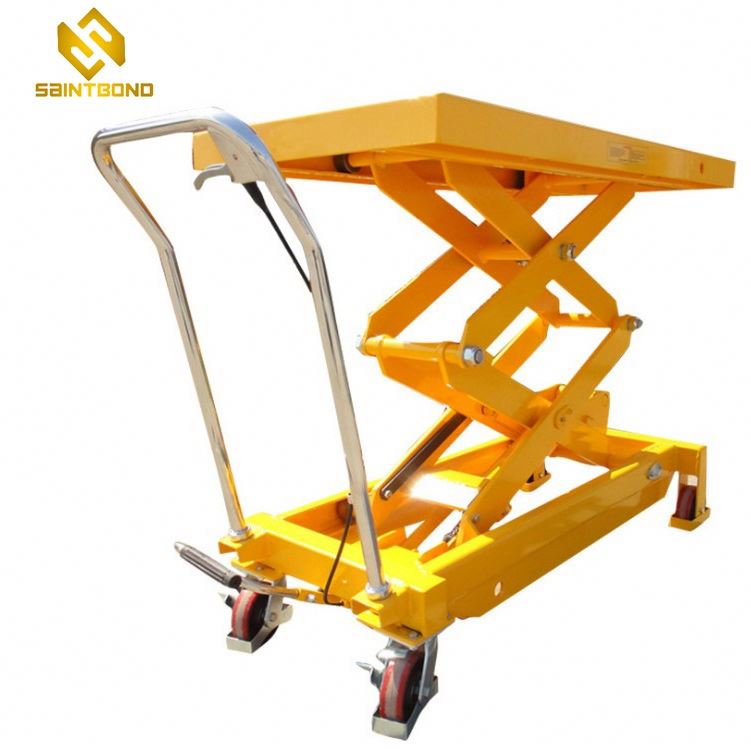 HSL01 500kg Lifting Height 1000mm Yellow Color Manual Mini Scissor Lift Table