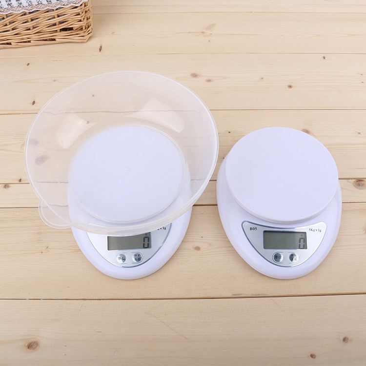 B05 White Bakery Display Tray Kitchen Scales Digital, Smart Food Round Digital Kitchen Weighing Scale