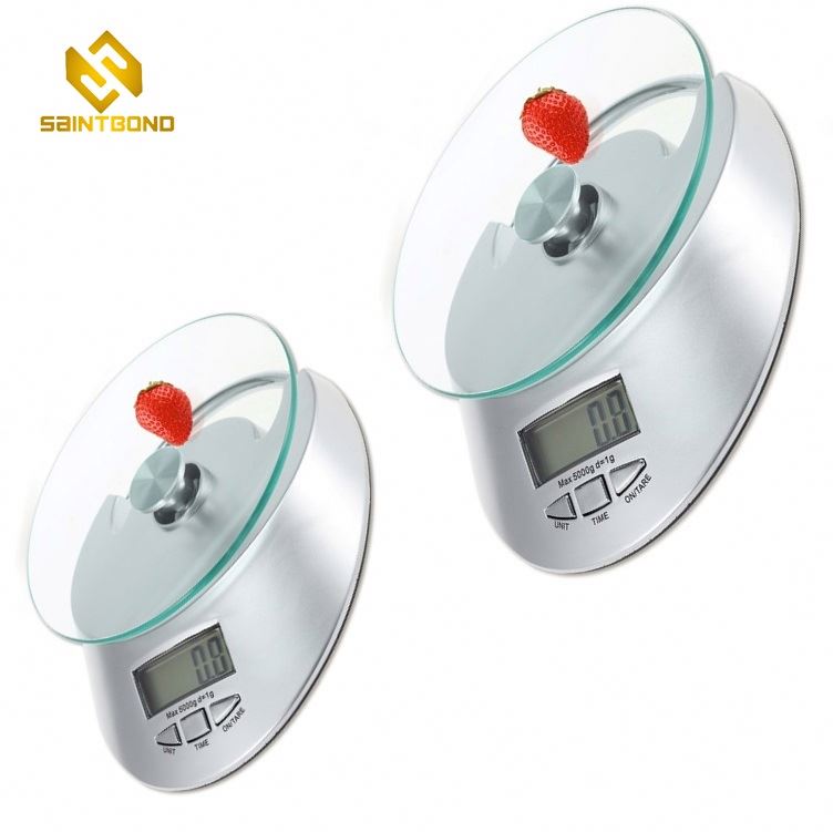 PKS011 Kitchen Scale Food Weighing Scale Max Capacity 5kg With Round Glass Scale Tray Backlight Lcd