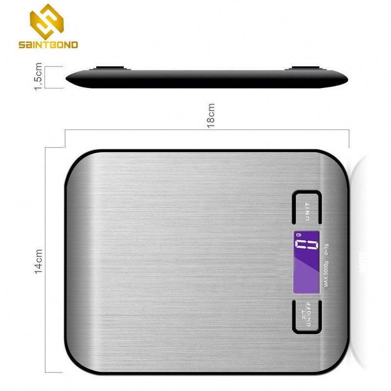 PKS001 Low Price Stainless Steel Multifunction 5Kg 11Lb Slim Electronic Weighing Kitchen Food Digital Scale